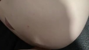 Subby trans slut takes wife’s massive strap on dildo while moaning 