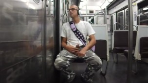 risky public jerking in subway