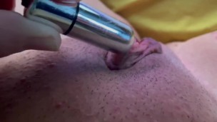 Playing With Big Clit and Vibrator Bullet Close Up 