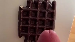 CUMMING ON WAFFLE! SO DELICIOUS