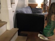 Lifted up her Dress, Bent her over the couch, pulled her panties to the side And came deep inside 3/16