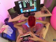 Cute girl sucks dick while I play 10/16