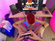 Cute girl sucks dick while I play 6/16