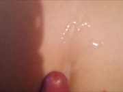 Doggy sex with cum shots over her arse with a pussy fart!