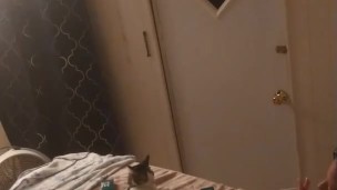 Beautiful white girl smokes in black night gown with a roommate part 3b