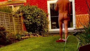 Naked in garden