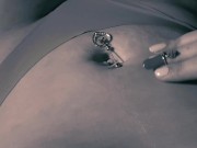 My First Belly Inflation alone with sounds of pump - pregnant belly 4/16