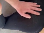 Licking balls and cum on butt with black leggins  5/16
