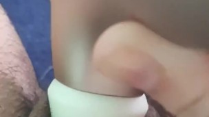 FTM guy with satisfyer has orgasm