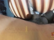 He creampied Caramel Bunniie pussy sideshots on my aunts bed 8/16