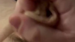 Hairy chubby daddy close up stroke and cum