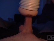Masturbating and dirty talk ends in a huge cumshot