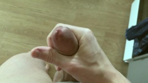 Big load of morning cum / oily cock goes from soft to hard