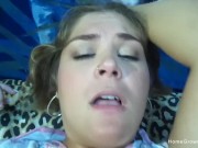 Blonde BBW sucking and fucking her trainers cock 7/16