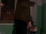 Sucked for money in the entrance of her house