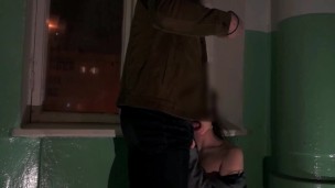 Sucked for money in the entrance of her house