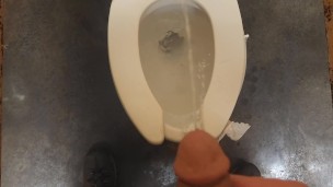Peeing at work with boner 