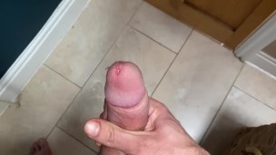 Stroking my huge cock till i can’t take it any more 