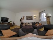 Couch Sex with Tattooed Brunette in VR 2/16