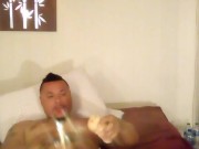 Thick hunk jacking off with fleshlight having an intense orgasm shooting his own load all over