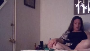 Milf smoking in nightdress while watching tv part 1