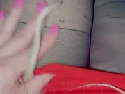 Rubbing up my skirt after a night out on the couch!  1/16