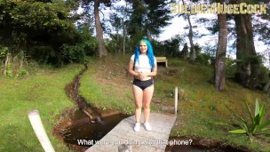 She enters private property and in order not to be accused by the police she has sex with the bluter