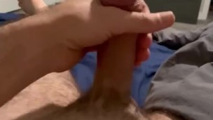 Horny guy jerks thick dick 