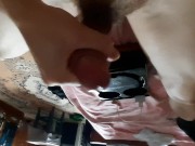 young fitness trainer cumshot