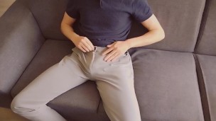 Having Fun on the Sofa - Twink Masturbates and Cums Twice
