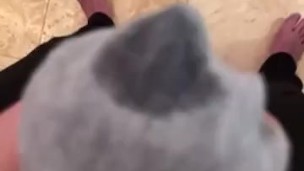 Solo masturbaition till cum seeps through briefs