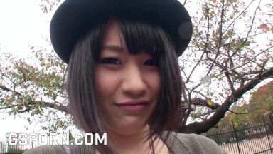 Hot japanese girl +18 use sex toys in a park on Tokyo