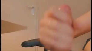 Studying till late - Twinks masturbates behinds desk and cums