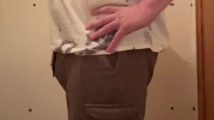Playing with my dick at work in the bathroom