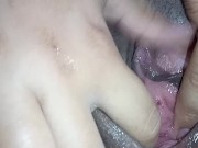 she opened her pink pussy watching porn and I stuck my finger in she ejaculated twice from close up. 7/16