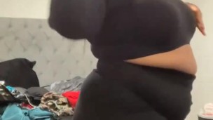 SEXY BBW PUDGING OUTTA BLACK MINI SKIRT