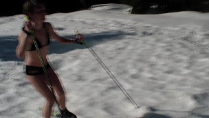 Rare sex video - fucking on ski in he winter forrest