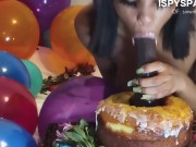 Submissive Ebony Slut GAGS & Bounces on Dildo Riding POV 2/16