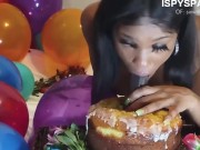 Submissive Ebony Slut GAGS & Bounces on Dildo Riding POV 3/16