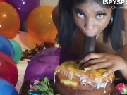 Submissive Ebony Slut GAGS & Bounces on Dildo Riding POV 4/16