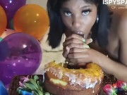 Submissive Ebony Slut GAGS & Bounces on Dildo Riding POV 5/16