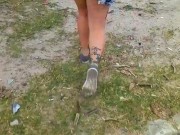 Step bro wants to see my perfect ass without panties on the street. Risky Nudity / Public Flashing 11/16