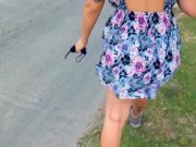 Step bro wants to see my perfect ass without panties on the street. Risky Nudity / Public Flashing 13/16