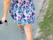 Step bro wants to see my perfect ass without panties on the street. Risky Nudity / Public Flashing 14/16