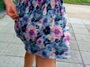Step bro wants to see my perfect ass without panties on the street. Risky Nudity / Public Flashing 7/16