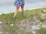 Step bro wants to see my perfect ass without panties on the street. Risky Nudity / Public Flashing 9/16