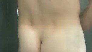 sexy guy jerks off in the shower