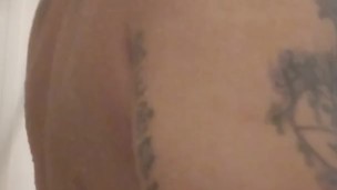 Hot tattoo caught guy taking a shower