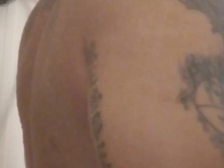 Hot tattoo caught guy taking a shower