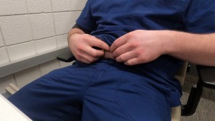 Stroking and cumming in scrubs